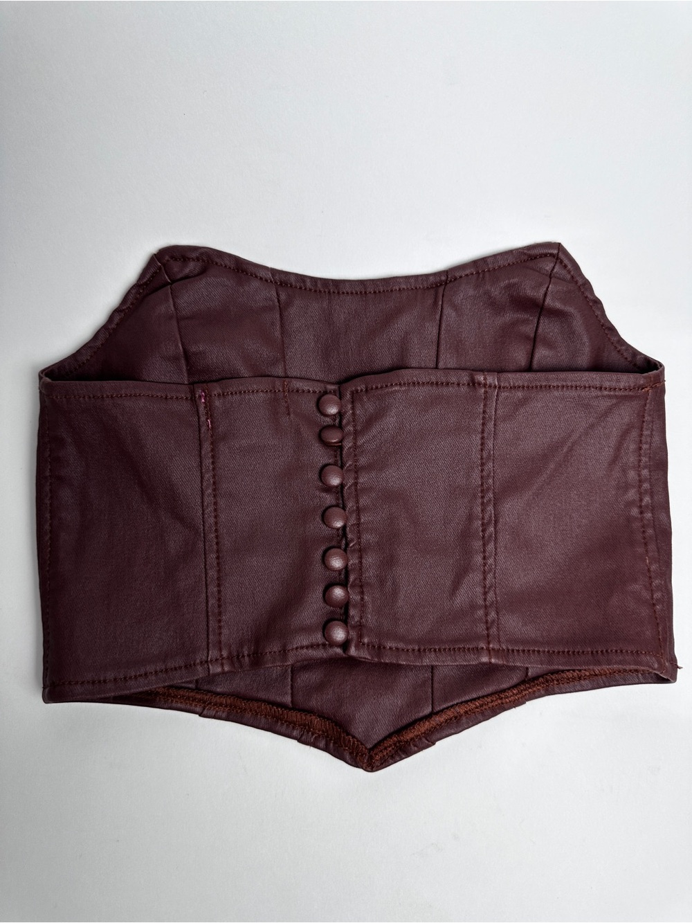 Edikted Brown Faux Leather Corset Top Button Back Size Small
